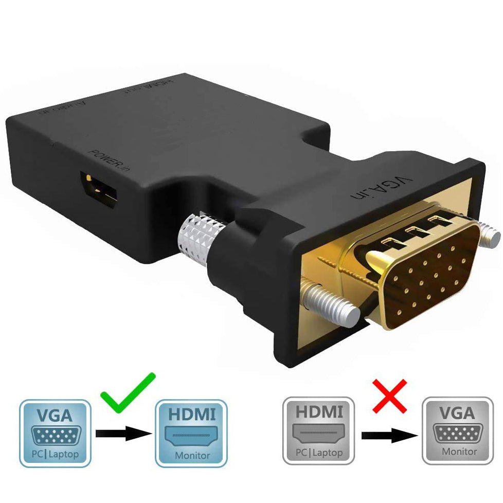 VGA to HDMI Adapter Converter with Source Output to TV/Monitor with HDMI in Qatar