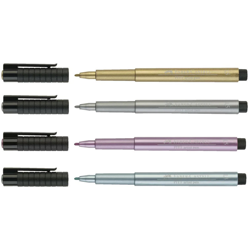 FABER-CASTELL PITT ARTIST PEN METALLIC PACK OF 4 COLOR FC167304