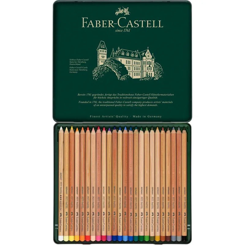 FABER CASTELL PITT PASTEL PENCILS TIN OF 24 COLORS FC112124