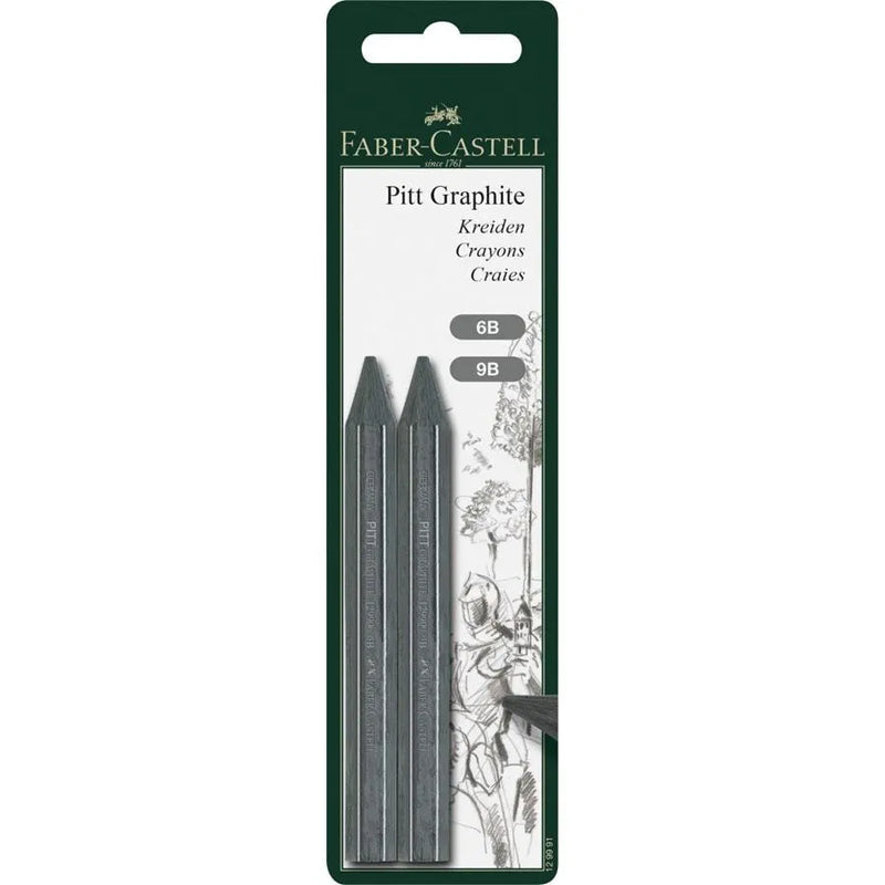FABER-CASTELL PITT 6B&9B GRAPHITE CRAYONS SETS OF 2 FC129991