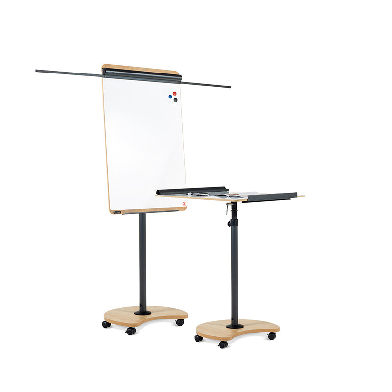 Mobile lacquered flipchart board with 2 arms transformable into a table Rocada made in Spain NAT0618
