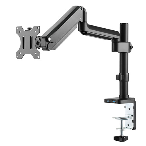 Premium Single Monitor Gas Spring Mount with Usb Ports