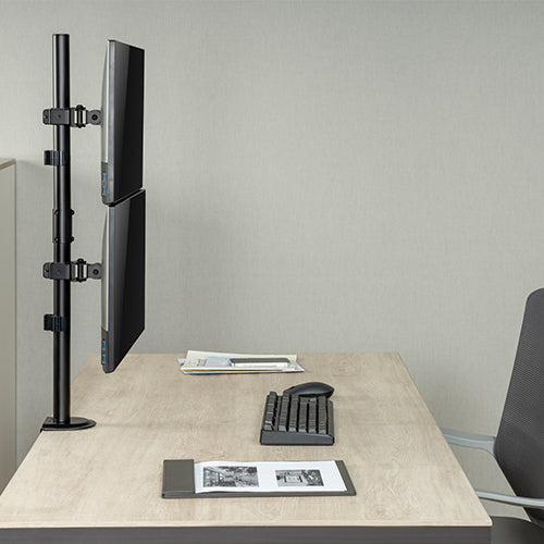 Premium Vertical Dual-Monitor Steel Articulating Monitor Mount