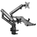 Premium Gas Spring Monitor Arm With Laptop Holder