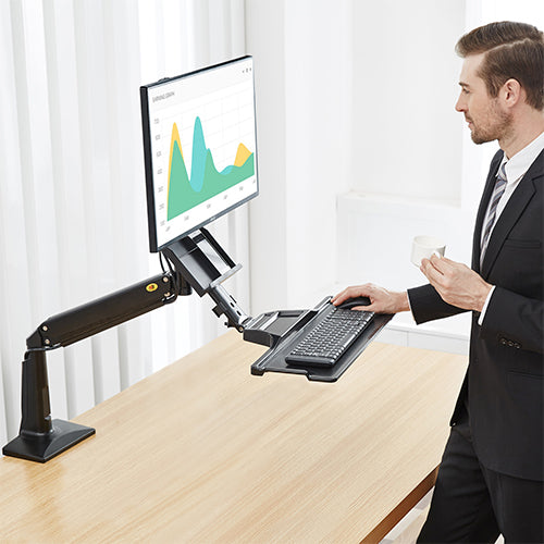 Premium Gas Spring Floating Sit-Stand Single Monitor Desktop Mount