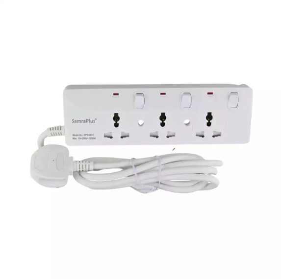 Top Plug Samraplus Samra Electrical Extension Cord Socket 3 Way 5 Mtr in Qatar