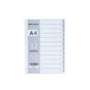 PVC Index Divider 1-12 Gray A4 With Print