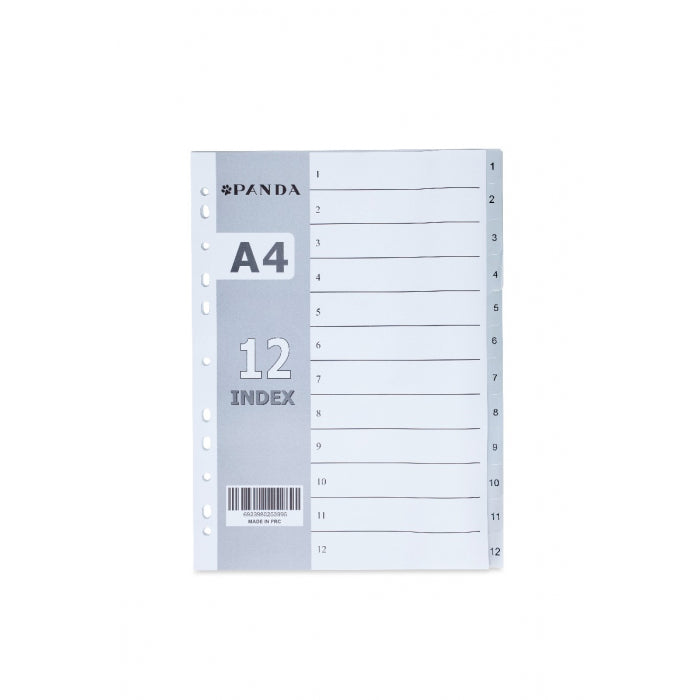 PVC Index Divider 1-12 Gray A4 With Print