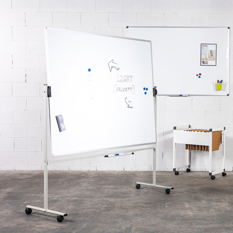 Double-sided lacquered Whiteboard with mobile support with Aluminium frame 120x150cm RD-6951 Rocada made in Spain - 2 year surface warranty