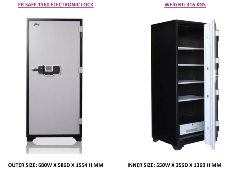 Godrej Fire Resistant Electronic Locker with Override Key (FR1360-EL+KL ...
