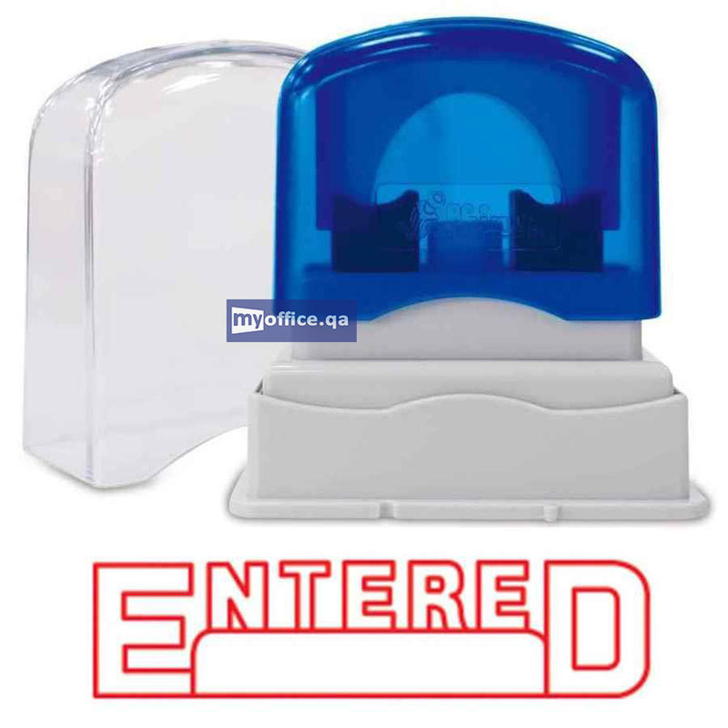 Shiny OA Pre-inked Stamp Entered Red (EN017-P)
