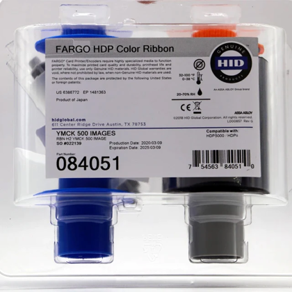 Fargo 084051/84051 Full Colour YMCK Ribbon– 500 Prints.  For Fargo HDP5000 & HDPii Printers