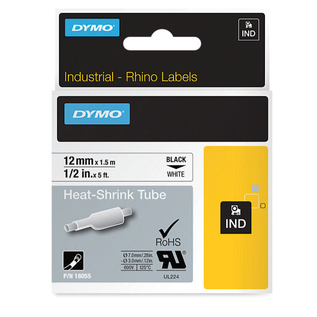 DYMO RHINO HEAT SHRINK TUBE 12MMX1.5M WHITE  (DY18055)