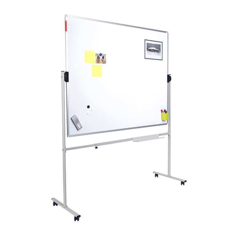 Double-sided lacquered Whiteboard with mobile support with Aluminium frame 120x180cm RD-6952 Rocada made in Spain - 2 year surface warranty