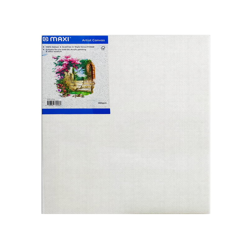 MAXI STRETCHED CANVAS BOARD 380GSM 40X40CM (MX-CNV3-4040)