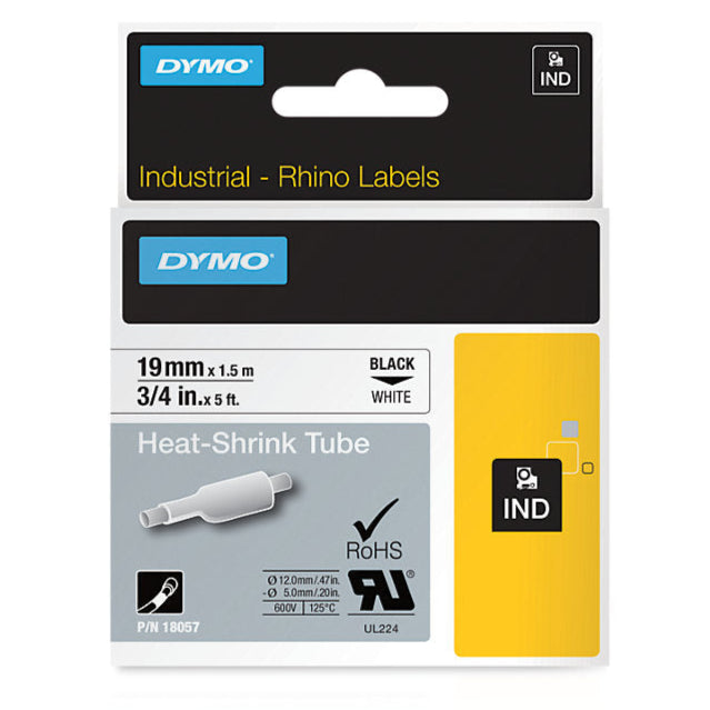 DYMO RHINO HEAT SHRINK TUBE 19MMX1.5M WHITE (DY18057)