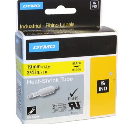 DYMO RHINO HEAT SHRINK TUBE 19MMX1.5M Yellow  (DY18058)
