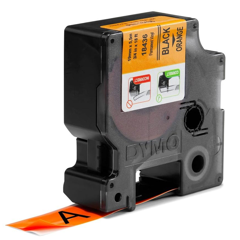 DYMO RHINO TAPE 19MMX5.5M ORANGE VINYL (DY18436)