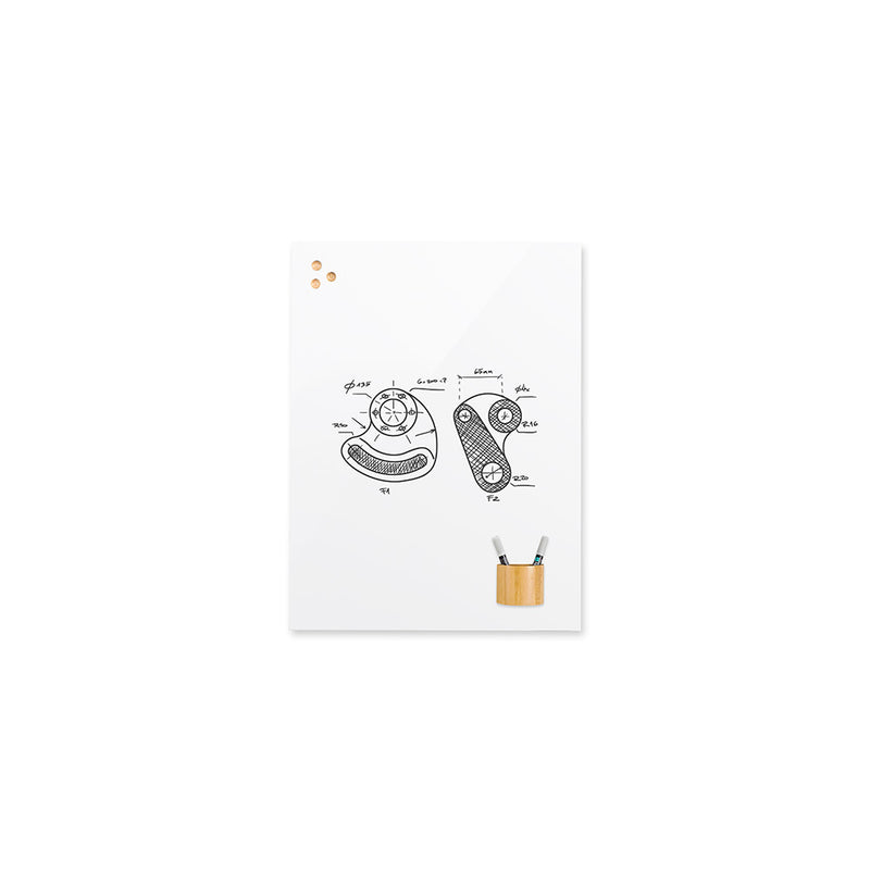 Frameless magnetic glass board Rocada made in Spain 6705-25P (magnetic glass board - 90x120cm pure white colour) - 25 year surface warranty