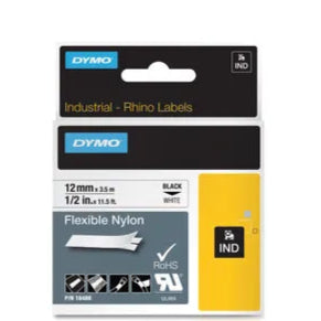 DYMO RHINO 12MMX3.5M WHITE NYLON (DY18488)