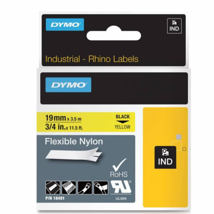 DYMO RHINO 19MMX3.5M YELLOW NYLON (DY18491)
