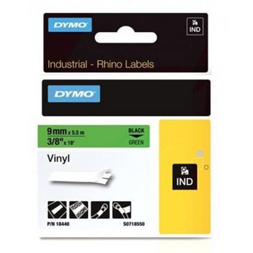 DYMO RHINO TAPE 9MMX5.5M GREEN VINYL (DY18440)