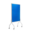 Mobile divider noticeboard upholstered in blue Rocada made in Spain