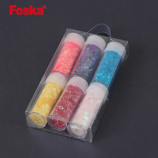 Foska Glitter Powder Assorted Colors 8g (Pack of 6)