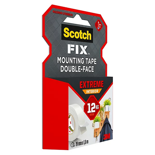 Scotch-FIX™ Mirror Double-Sided Mounting Tape 4496W-1950-P, 19 Mm X 5 M