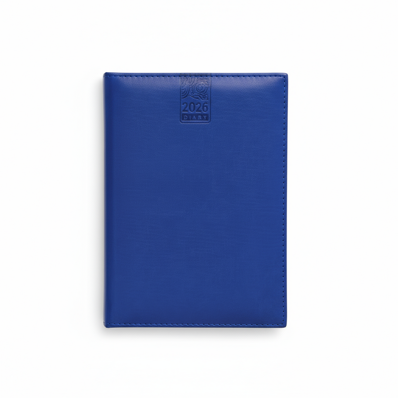 A5 Polyurethane(PU) Leather Padded Blue Diary 2026 (A5-10)