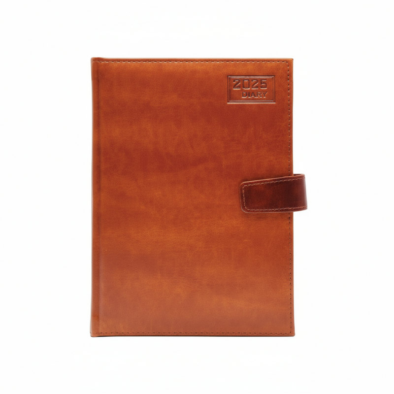 B5 Polyurethane(PU) Leather Padded Brown Stitching with magnetic flap Diary 2026 (B5-21)