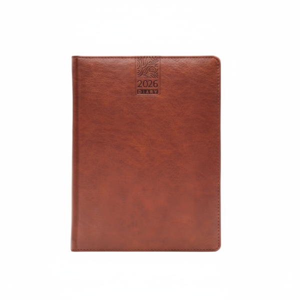 B5 Polyurethane(PU) Leather Dark Brown  Edge stitching Diary 2026 (B5-26)