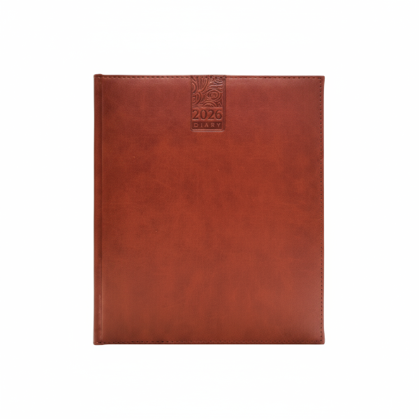 Executive Daily Polyurethane(PU) Light Brown Edge with Stitching Diary 2026(EXD-42)