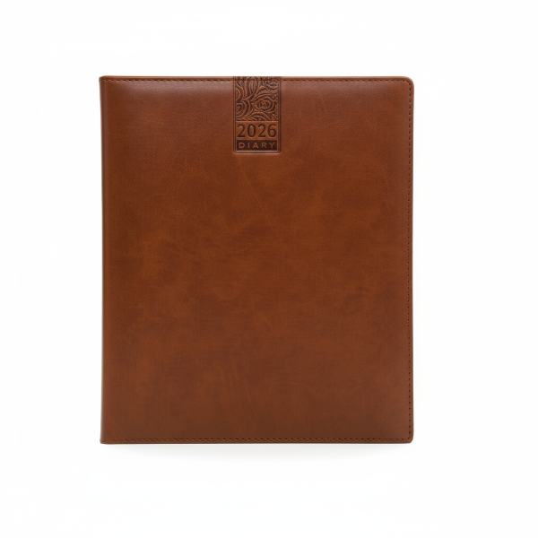 Executive Daily Polyurethane(PU) Dark Brown Edge with Stitching Diary 2026(EXD-43)