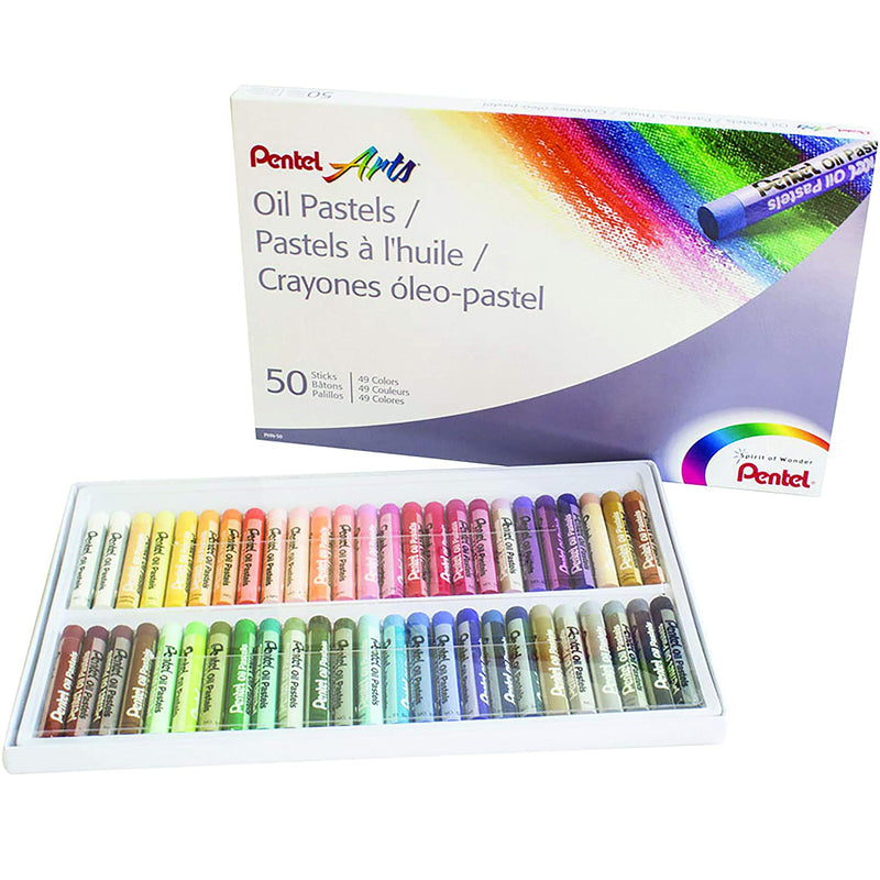 Pentel PHN Oil Pastel Colors, Assorted (Set of 50)