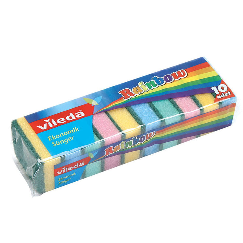 Vileda Rainbow Sponge Scourer (Pack of 10 Pcs) V-0042