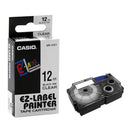 Casio XR-12X1 Tape Cassette, 12mm X 8m, Black on Clear