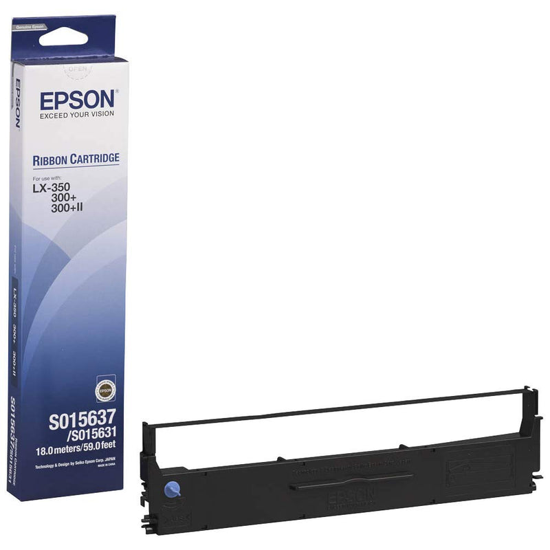 EPSON S015637/S015631 Black Ribbon Cartridge for LX-350 and LX-300