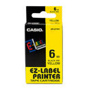 Casio XR-6YW1 Tape Cassette, 6mm X 8m, Black on Yellow