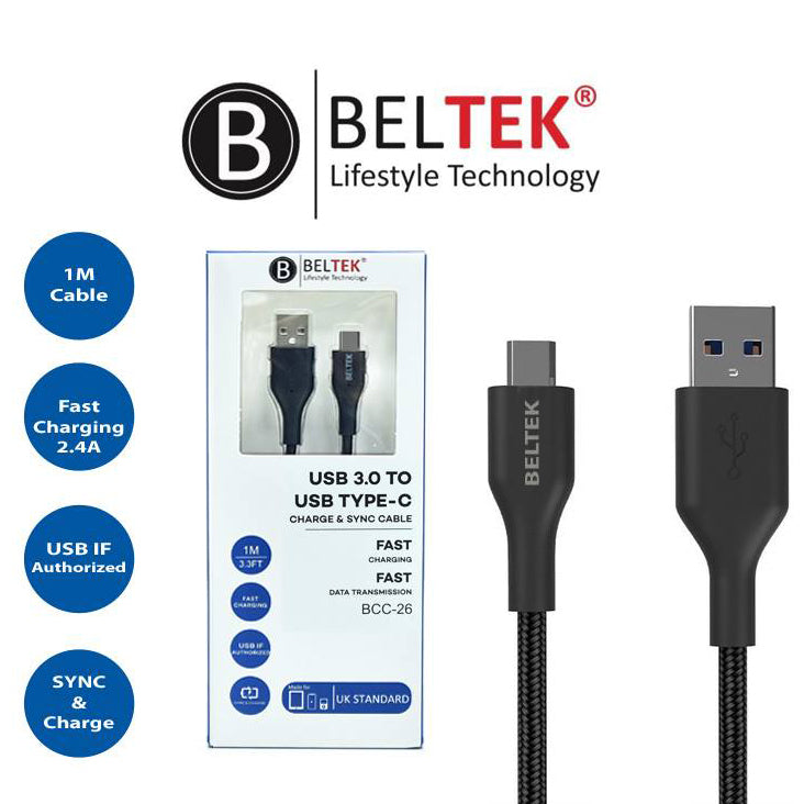 Beltek BCC-26 Type-C 1meter braided charging cable