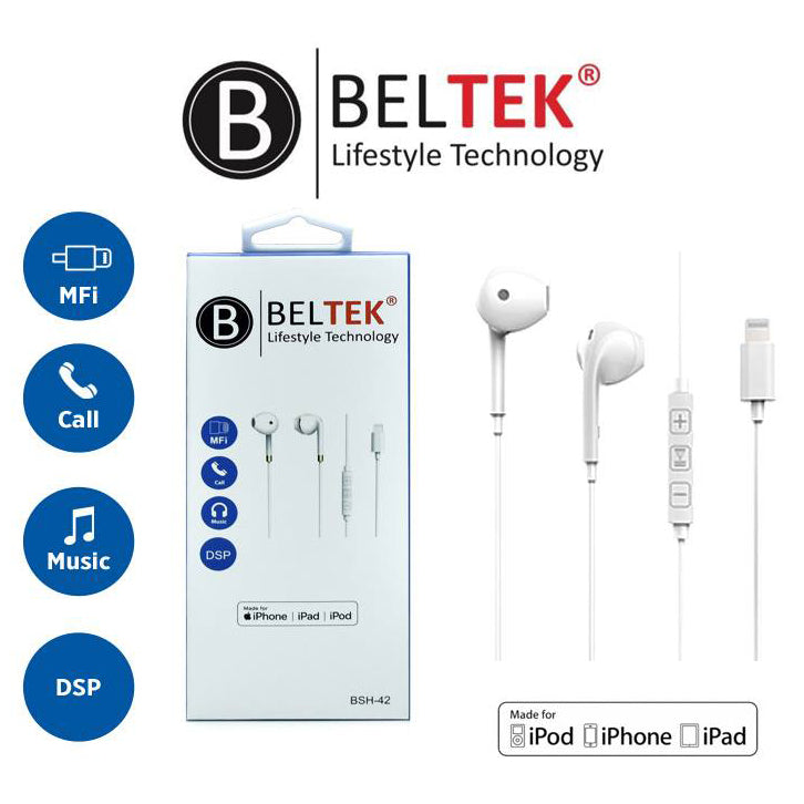 Beltek BSH-42 Stereo MFi Earphone for iPhone / iPad / iPod
