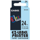 Casio XR-24X1 Tape Cassette, 24mm X 8m, Black on Clear