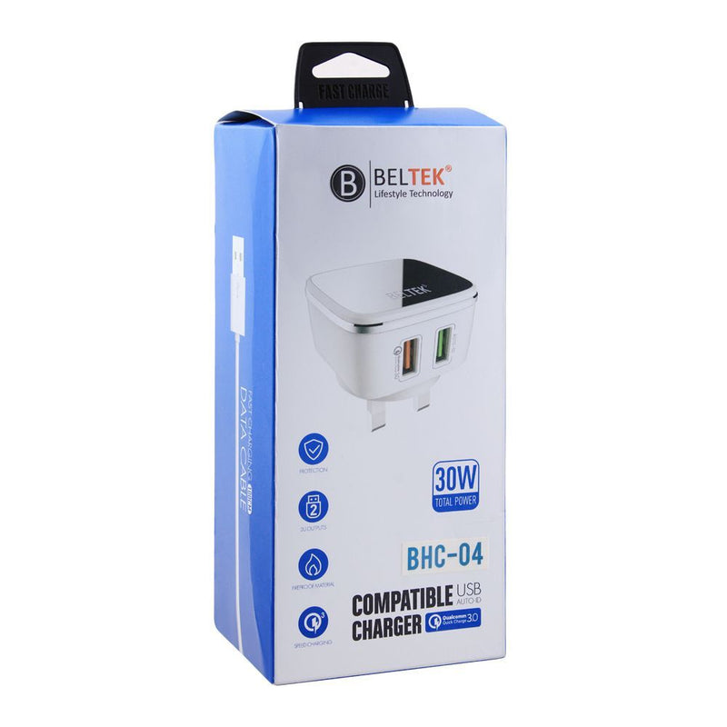 بيلتيك 2xUSB شاحن سريع وكابل بيانات، 100 سم، BHC-04