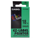 Casio XR-18GN1 Tape Cassette, 18mm X 8m, Black on Green