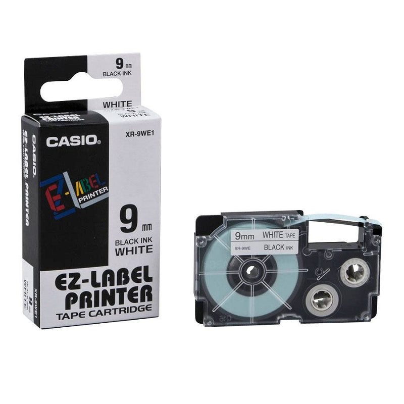 Casio XR-9WE1 Tape Cassette, 9mm X 8m, Black on White