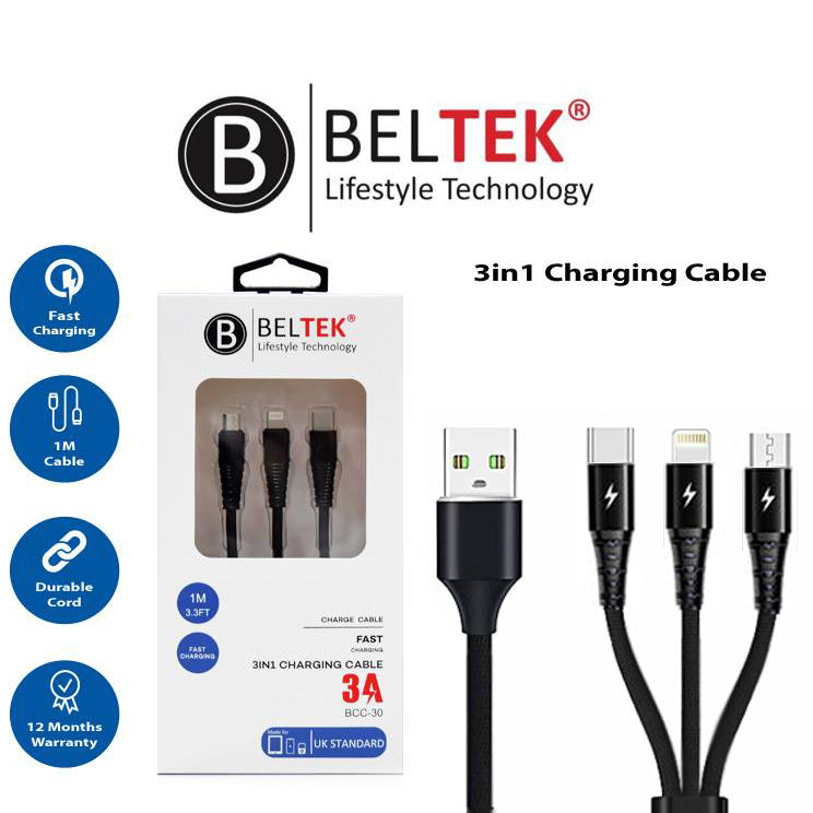 Beltek BCC-30, 3 in 1 Fast Data Cable