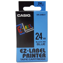 Casio XR-24BU1 Tape Cassette, 24mm X 8m, Black on Blue