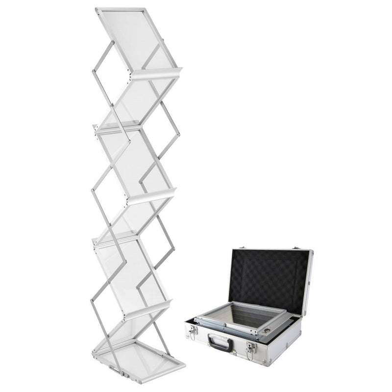 Acrylic Aluminum A4 Brochure Holder Portable Foldable Literature Rack