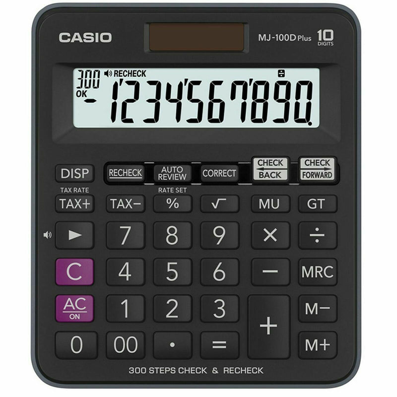 Casio MJ-100D Plus Mini Desk Type Check Calculator, 10 Digits