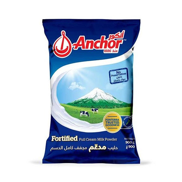 Anchor Full Cream Milk Powder 900grams Pouch (Box of 12 Pouches)